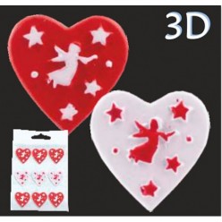 Наклейка рождественская 3D "Сердечко с ангелом" UAN5525, 9 шт/уп  